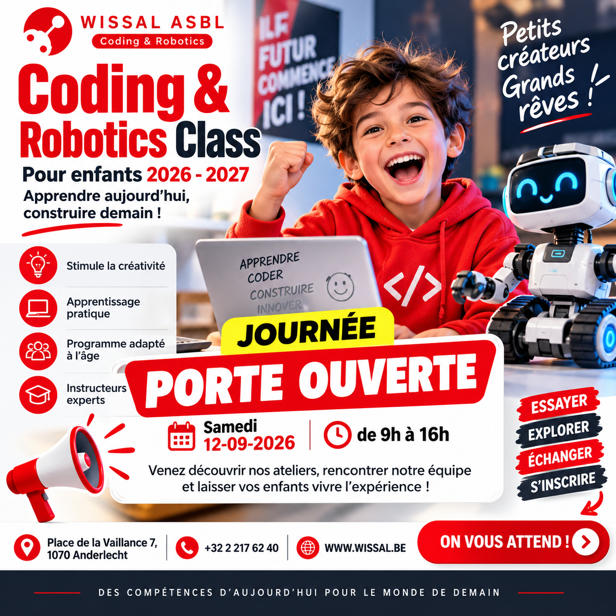 Journée portes ouvertes de codage et robotique organisée par Wissal ASBL